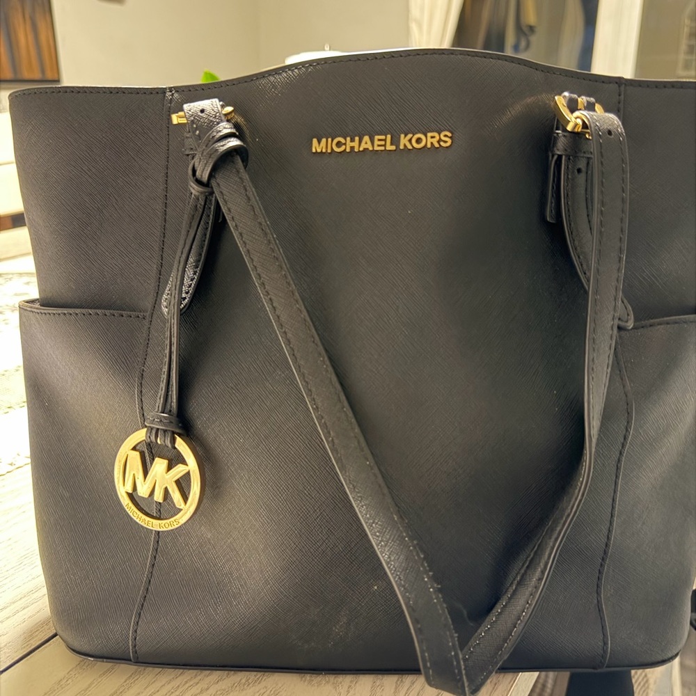 Michael Kors Black Saffiano Tote with Gold Hardware